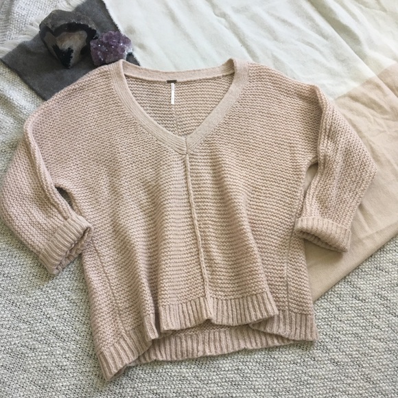 Free People Sweaters - Free People Blush V-Neck Oversized Sweater